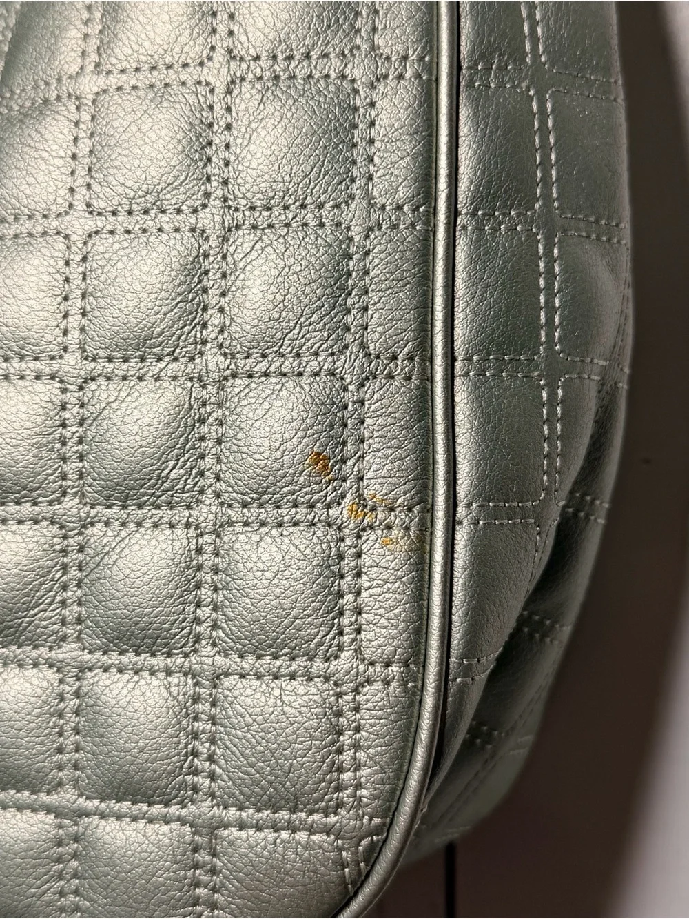 Antonio Melani Metallic Sage Green Quilted Hobo Shoulder Bag